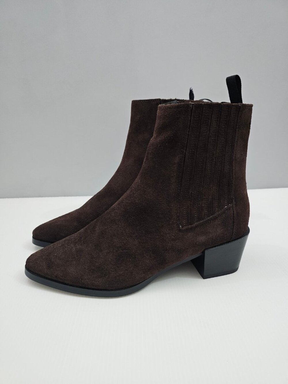 Rag & Bone Rover Chelsea Ankle Boots Women EU 39 Espresso Brown Suede Block Heel